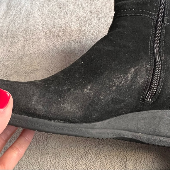 La Canadienne Sanford Suede Leather Buckle Zip Winter Ankle Boot Bootie Black - Picture 10 of 17